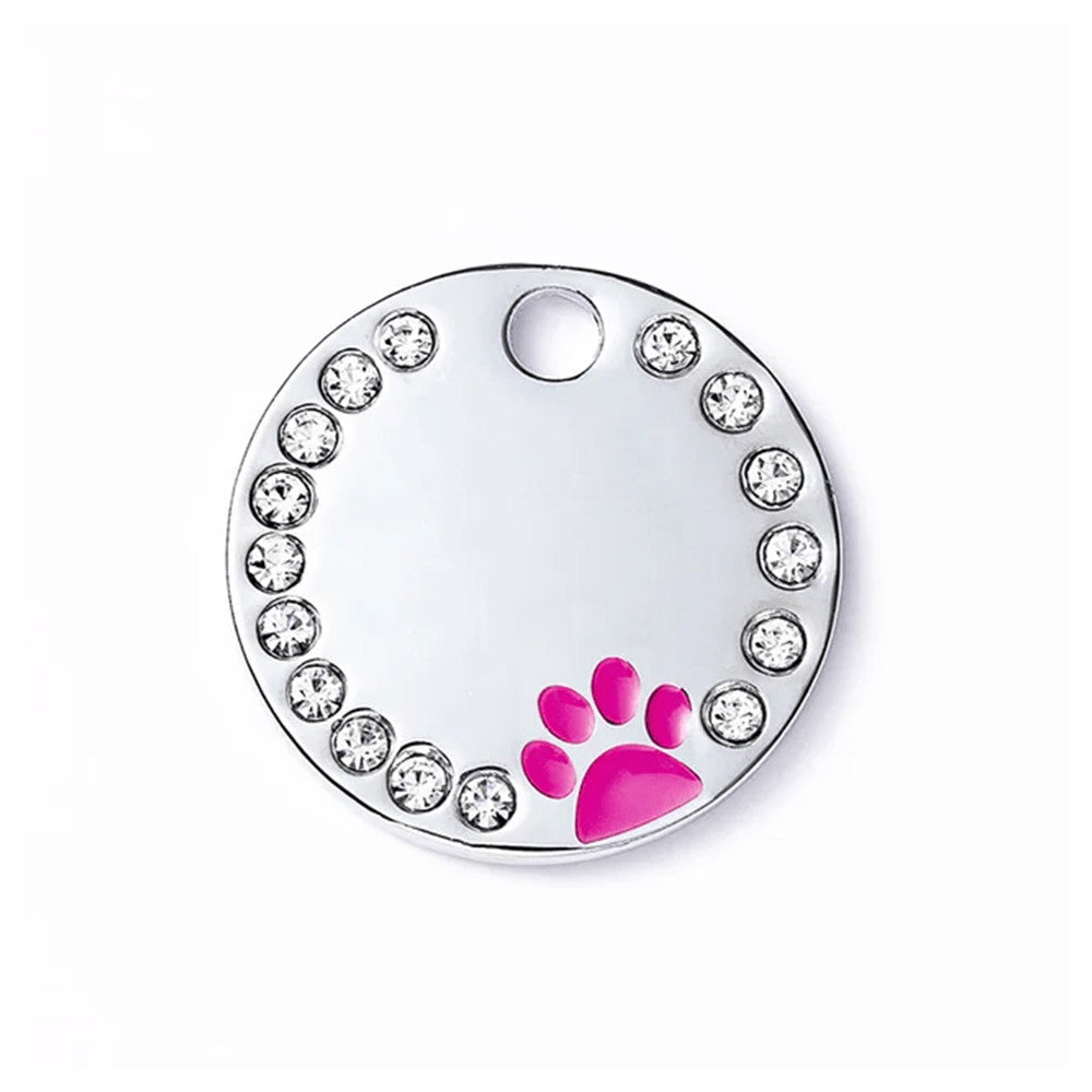 Dog ID Tag Circle Paw Crimson 25x25mm