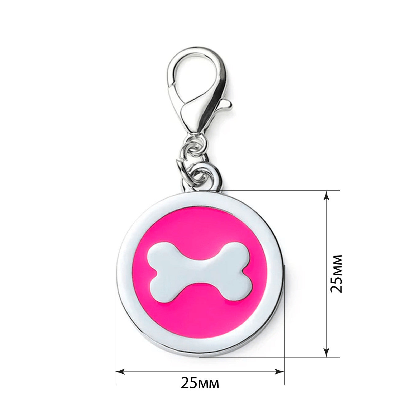 Dog ID Tag Circle Bone Crimson 25x25mm