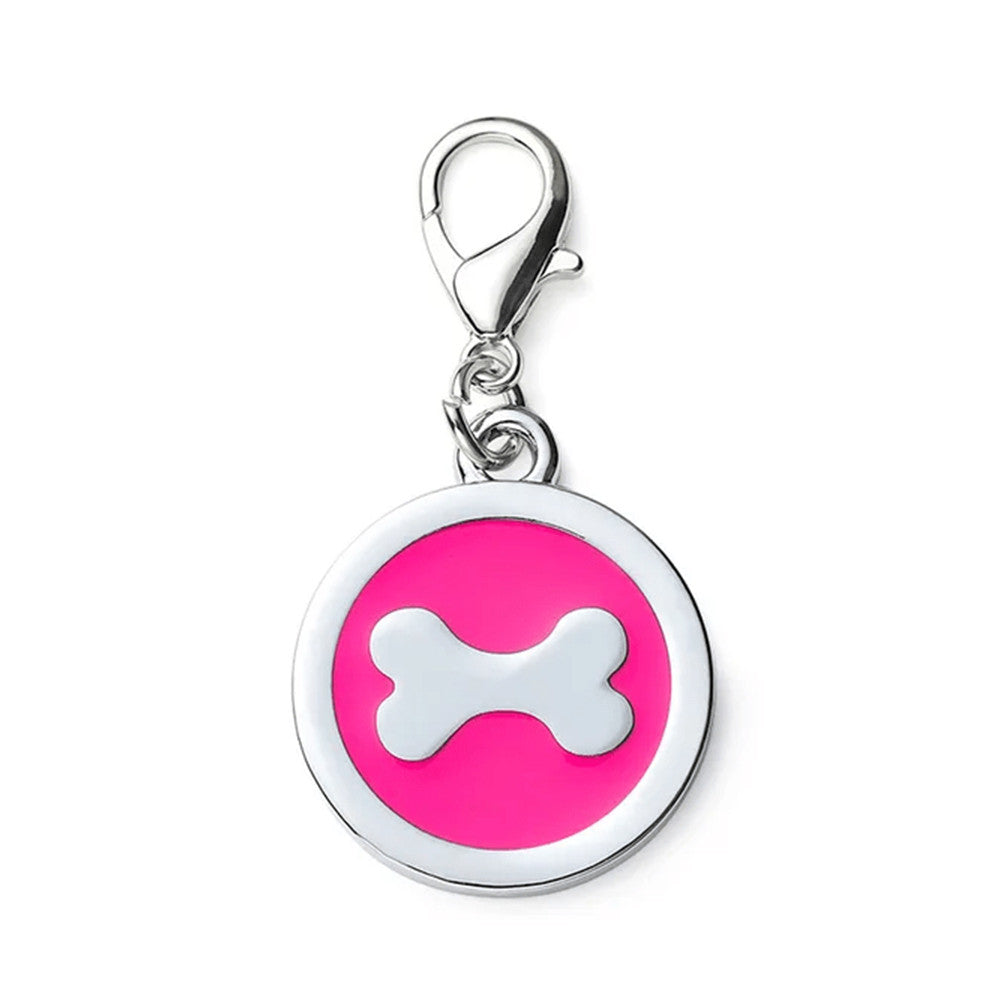 Dog ID Tag Circle Bone Crimson 25x25mm