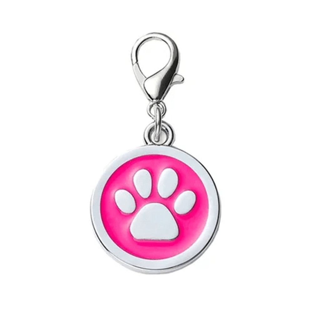 Dog ID Tag Circle Paw Crimson 25x25mm