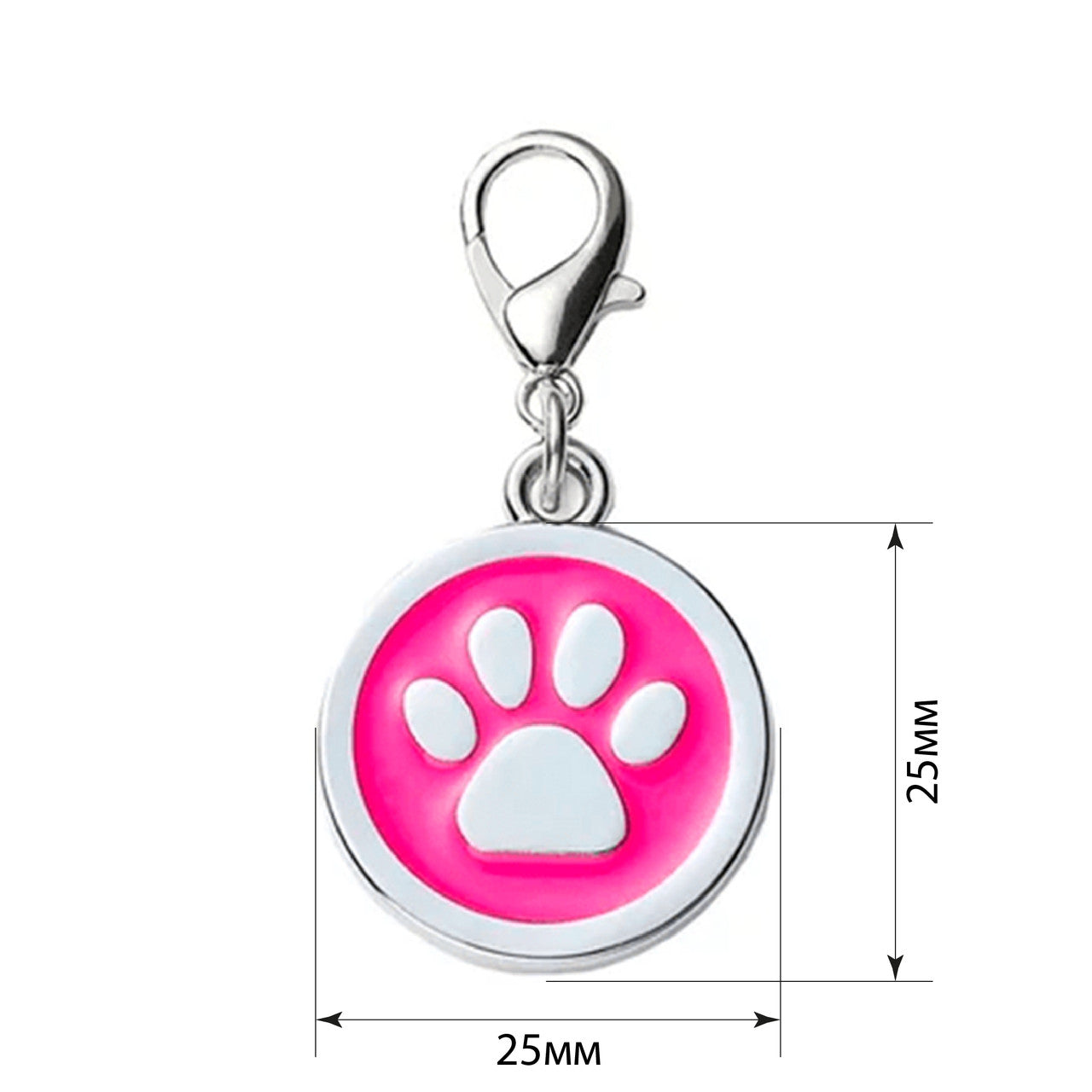 Dog ID Tag Circle Paw Crimson 25x25mm