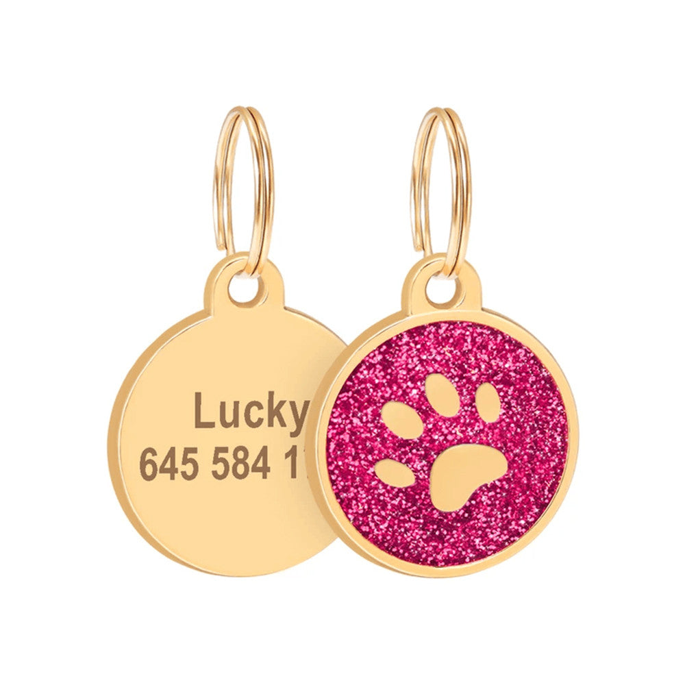 Cat ID Tag Golden Paw Crimson 25x25mm