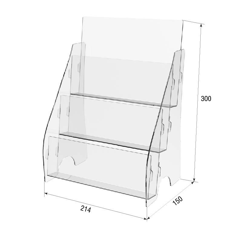 Set 2 pieces, Desktop Brochure Holder A5, Acrylic Stand For Brochures  300x214x150mm,  Advertising Display Holder, Acrylic Display For Brochures, Stand For Brochures And Flyers,  Acrylic  Paper Holder