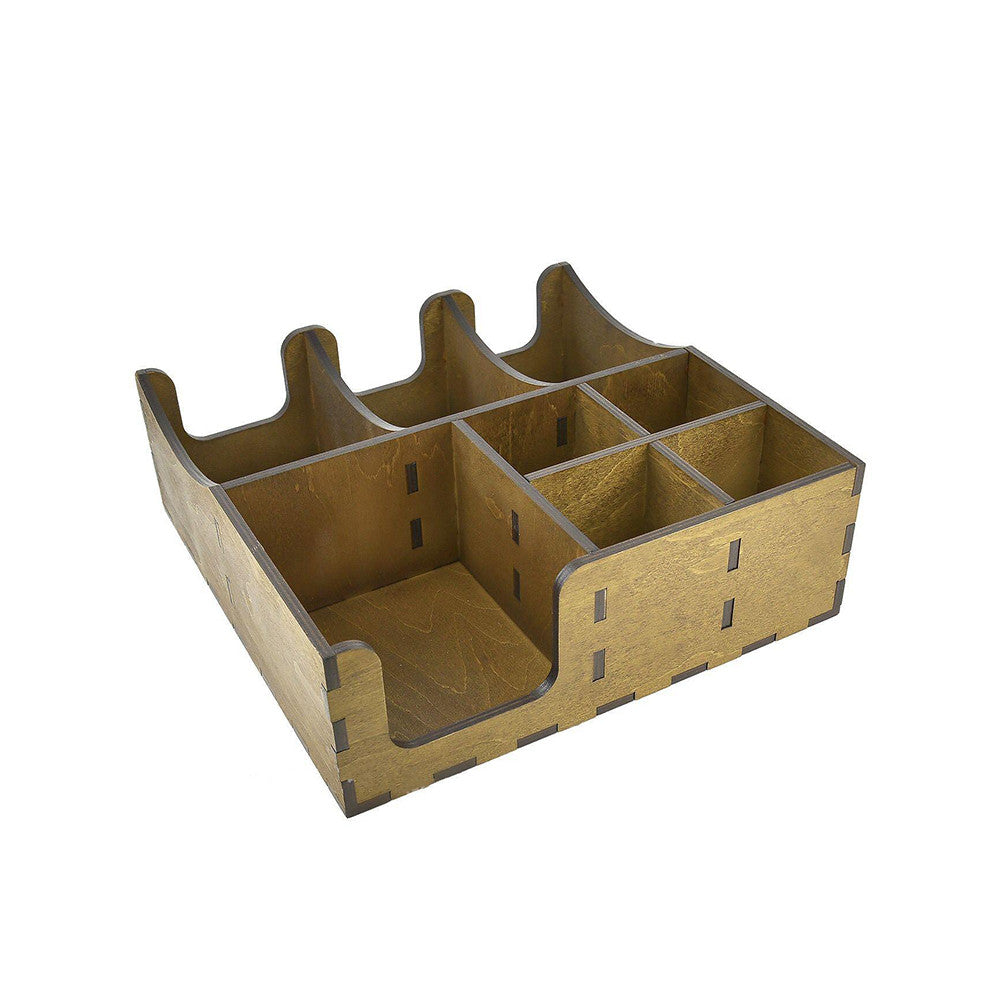 Organizer wooden brown with holes for lids 30*30