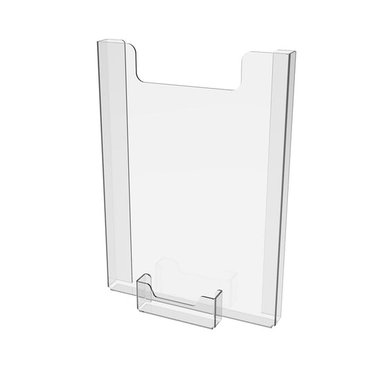 Paper holder with bussiness card holder A4 210x297x30mm, Vertical document display wall mounted with mounting tape.