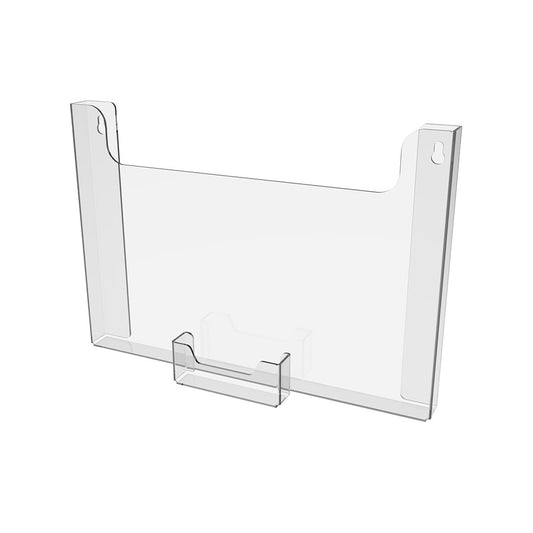 Paper holder with bussiness card holder A4 297x210x20mm, Horizontal document display wall mounted with mounting tape.