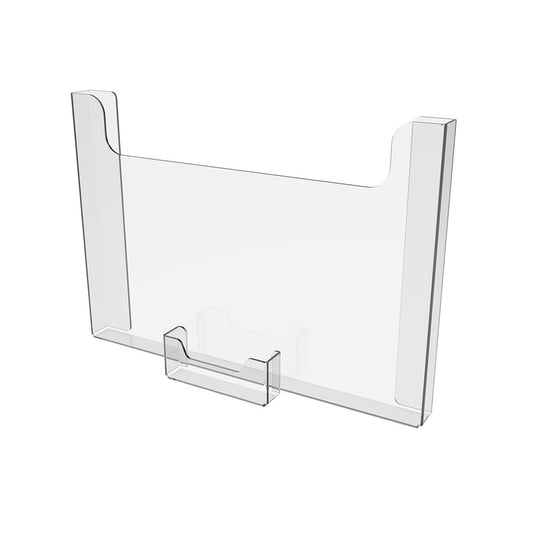 Paper holder with bussiness card holder A4 297x210x20mm, Horizontal document display wall mounted with  self-tapping screw.